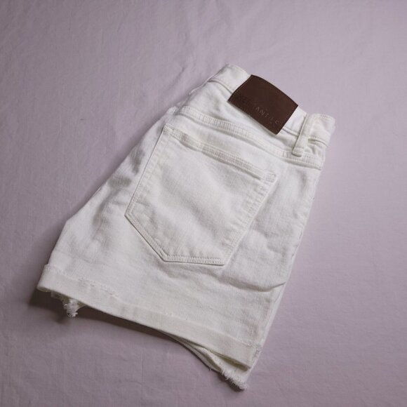 J Crew Mercantile Jean Shorts Size 28 White Denim High Rise Cuffed Raw Hem - Picture 1 of 5